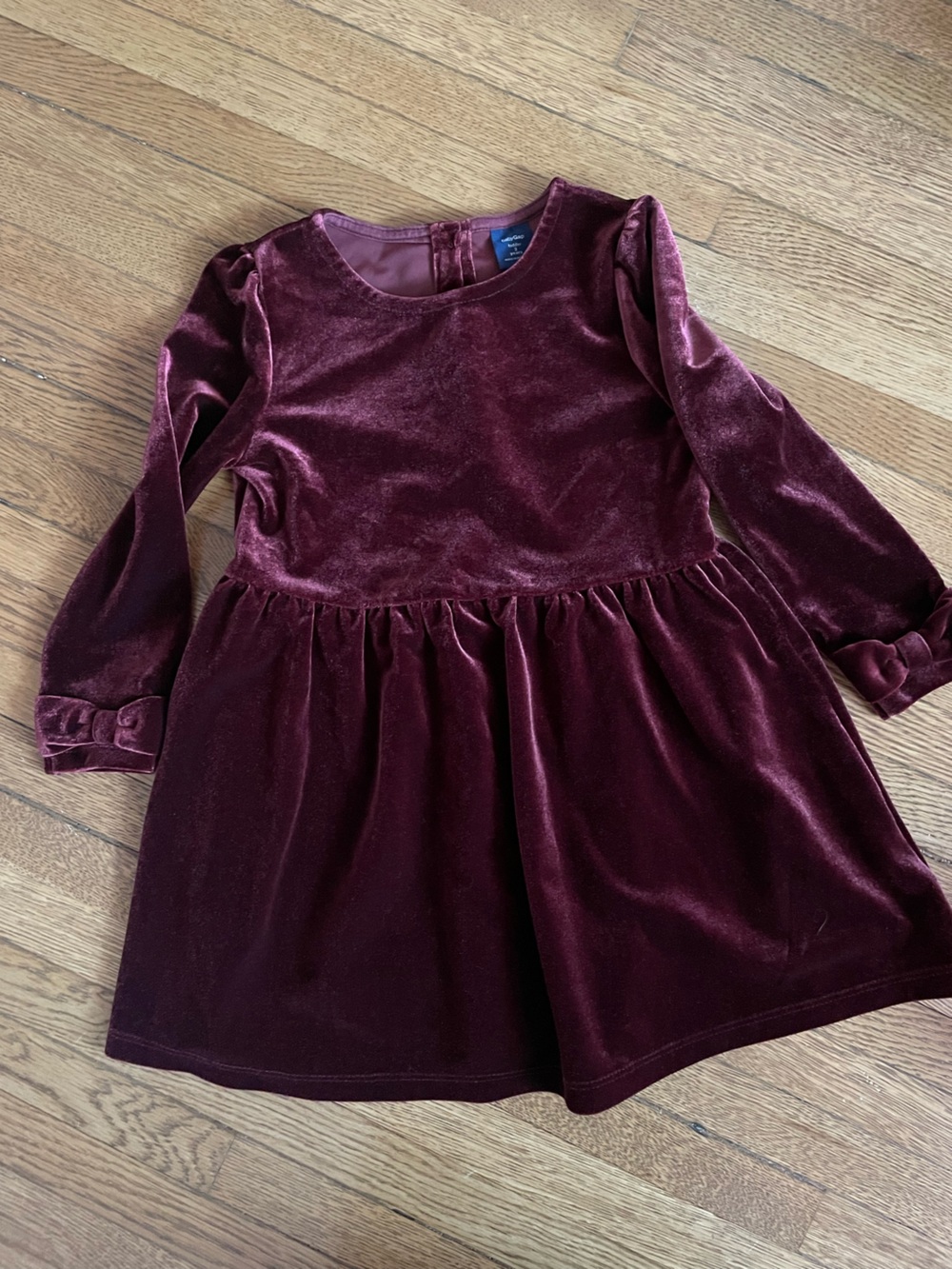 GAP Girls Velvet Long-Sleeve Dress - Wine size 3